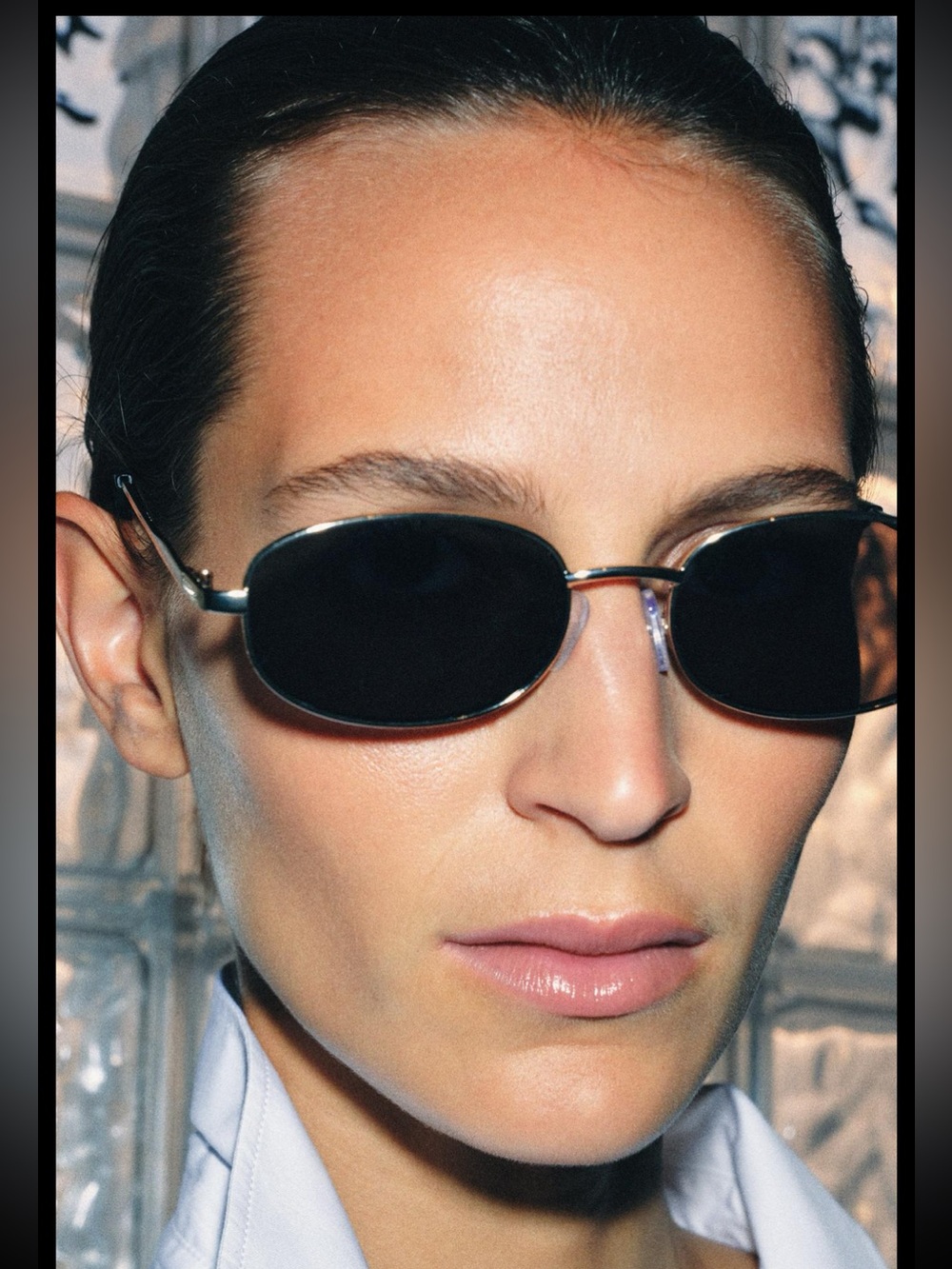 Zara rectangular metal sunglasses
